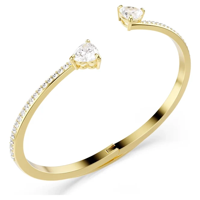 Mesmera Heart Bangle with White Crystal in Gold