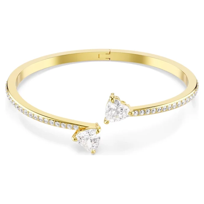 Mesmera Heart Bangle with White Crystal in Gold