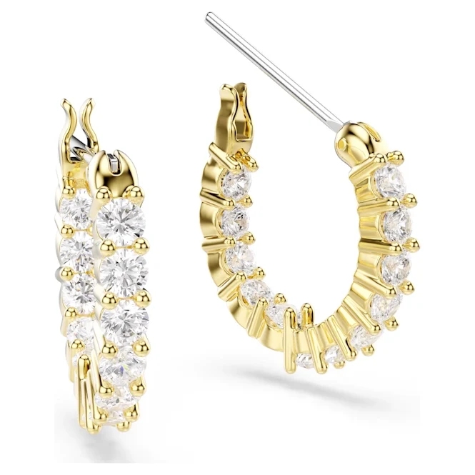 Matrix Vittore Hoop Earrings with Round-Cut White Crystal in Gold