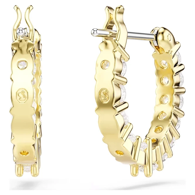 Matrix Vittore Hoop Earrings with Round-Cut White Crystal in Gold