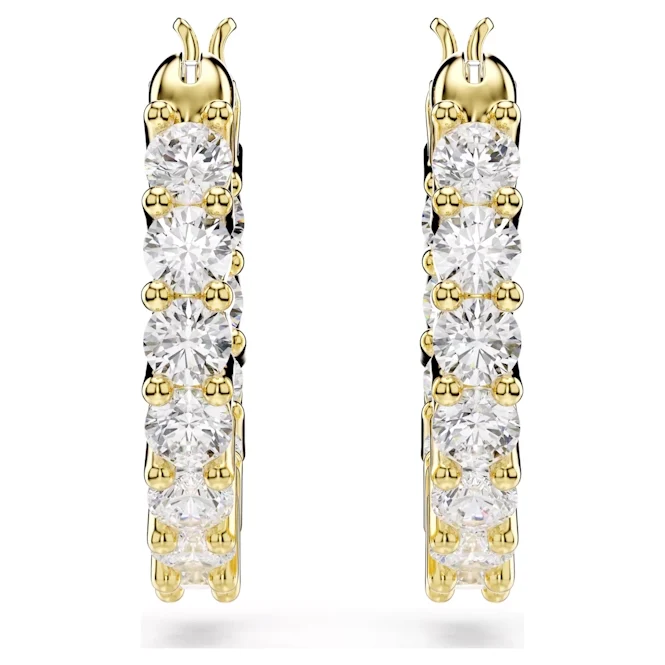 Matrix Vittore Hoop Earrings with Round-Cut White Crystal in Gold