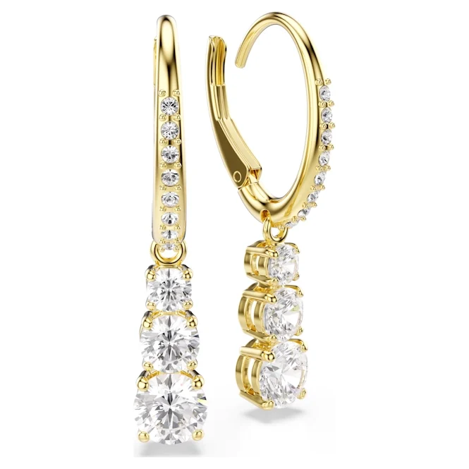 Stilla Attract Hoop Earrings with Round-Cut White Crystal in Gold