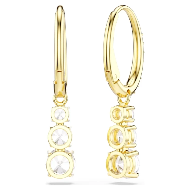 Stilla Attract Hoop Earrings with Round-Cut White Crystal in Gold