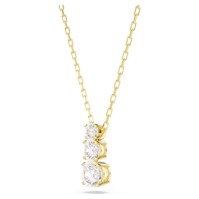 Stilla Attract Pendant Necklace with Round-Cut White Crystal in Gold