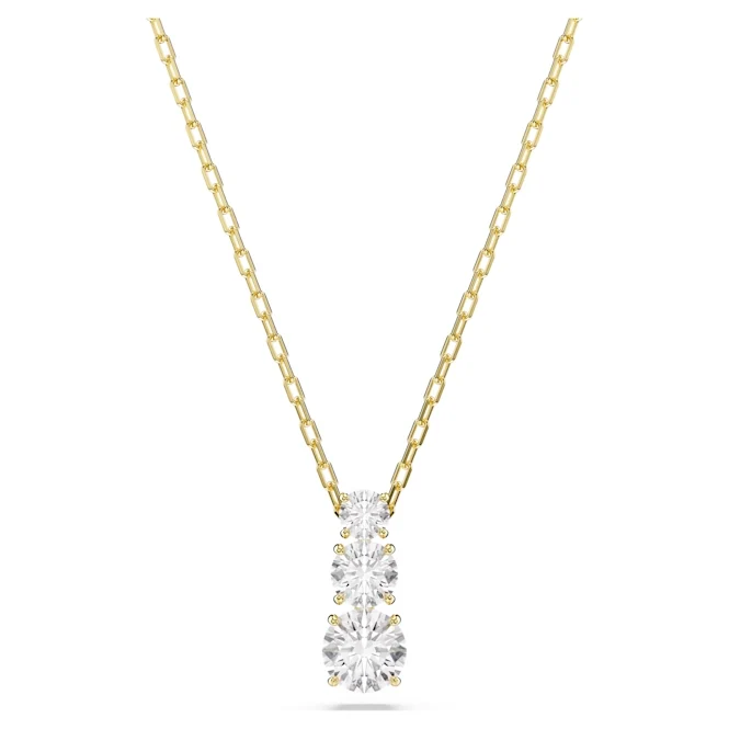 Stilla Attract Pendant Necklace with Round-Cut White Crystal in Gold