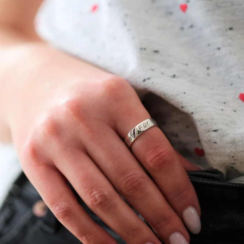 KLASSISCHER SILBERRING MIT GRAVUR SCHLICHT & ELEGANT PARTERRING 925 SILBER RING