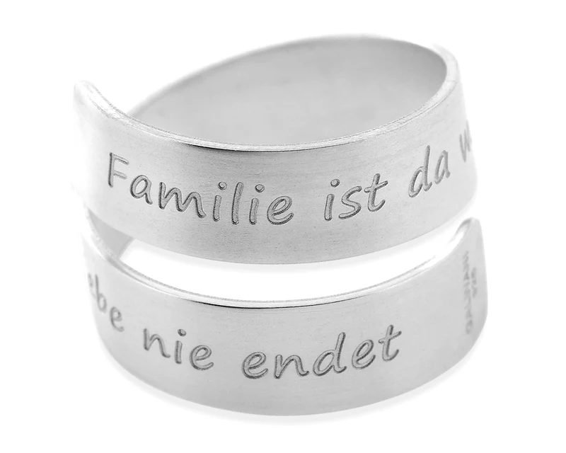 SILBERRING MIT GRAVUR UNIKATRING FAMILIEN RING DAMEN 925 SILBER RINGE