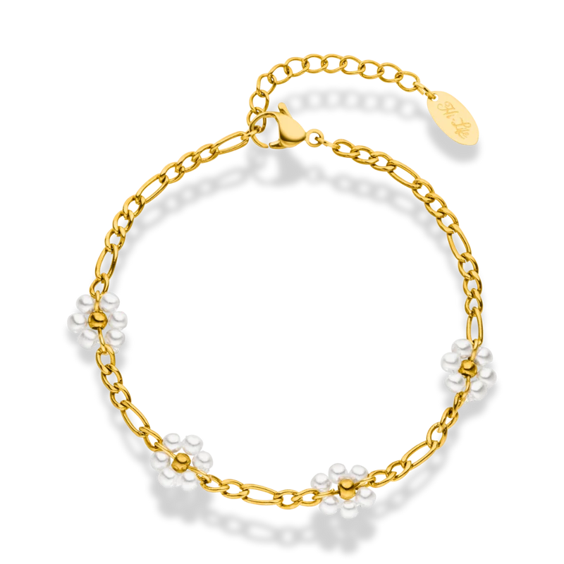 Sweet Life Pearl Flower Armband 14K Vergoldet