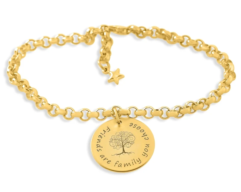 ARMBAND MIT LEBENSBAUM DAMEN GOLD FAMILIENARMBAND DAMENARMBAND MIT GRAVUR
