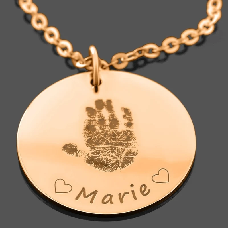 GESCHENK FÜR MAMA HALSKETTE MIT HANDABDRUCK SCHMUCK ALS ANDENKEN ERINNERUNGSSCHMUCK
