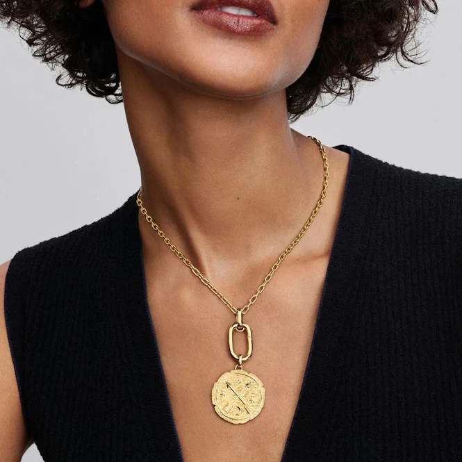 ME Gold Crossing Arrows Oversized Medallion Charms