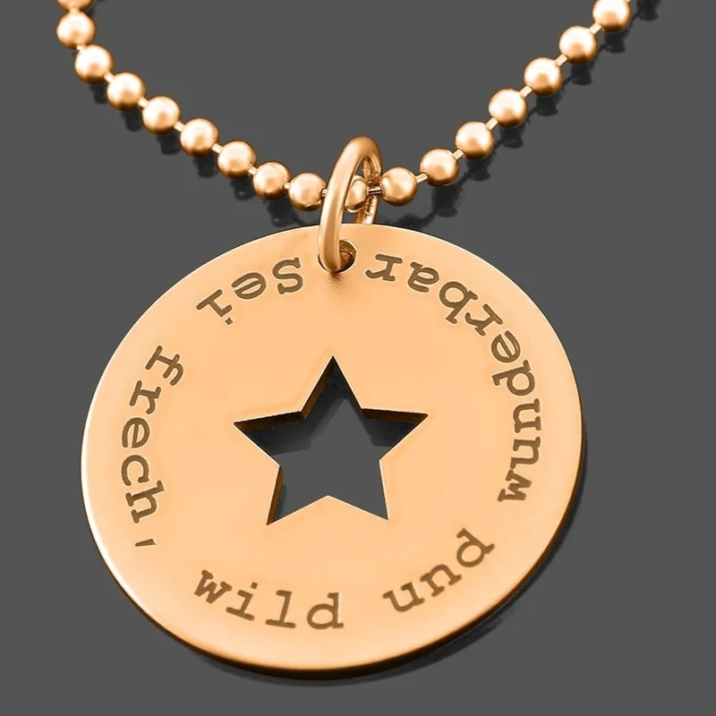 KETTE ROSÉ MIT STERN, KETTE MIT SPRUCH, GESCHENK ZUR GEBURT