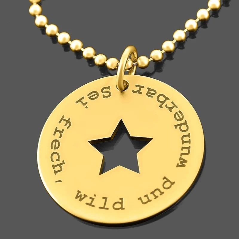 STERN KETTE VERGOLDET, KETTE MIT NAMEN, GOLDSCHMUCK MIT GRAVUR
