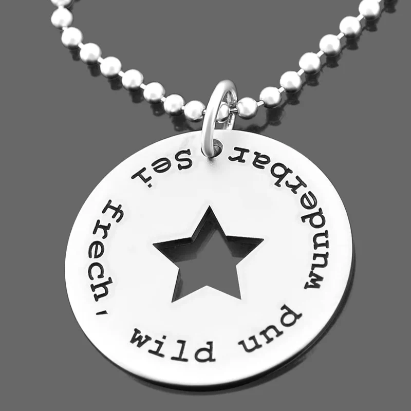 SILBERKETTE MIT GRAVUR 925 SILBER SCHMUCK MIT WUNSCHTEXT STERN KETTE DAMEN