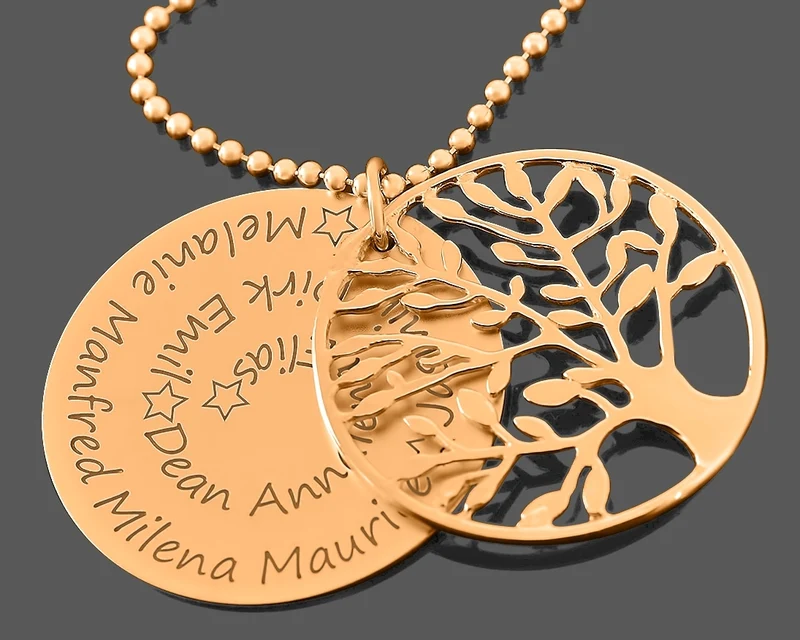 GRAVURSCHMUCK ROSÉGOLD KETTE MIT WUNSCHTEXT GESCHENK FÜR OMA MUTTER MAMA