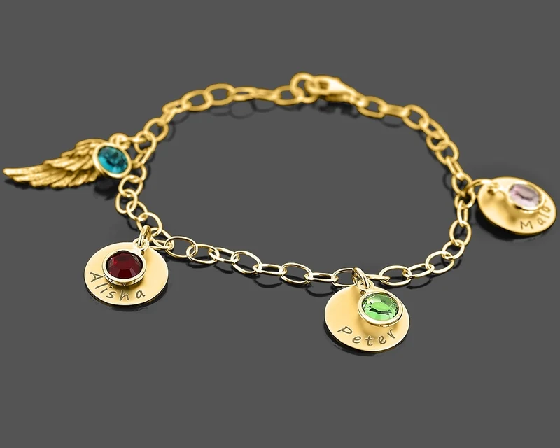 FAMILIENARMBAND VERGOLDET, SCHMUCK STERNENKIND, NAMENSSCHMUCK