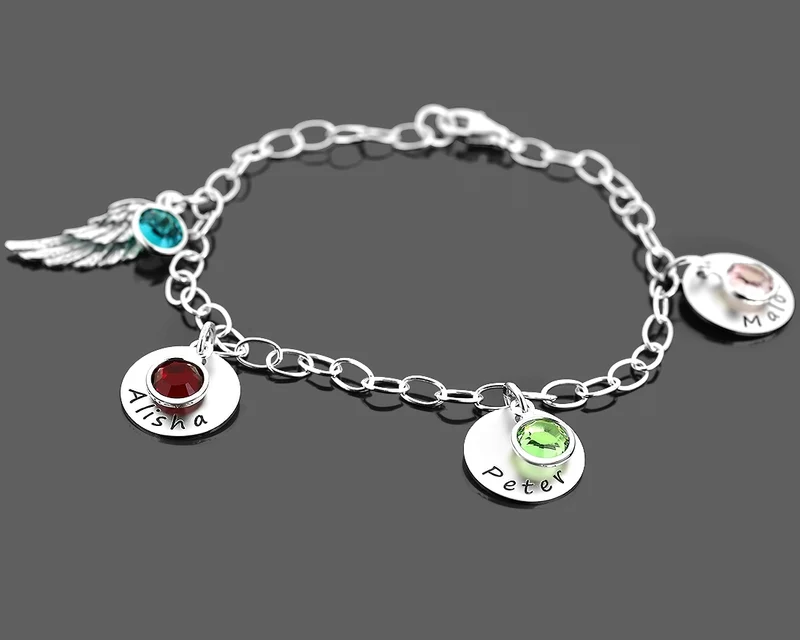 SILBERARMBAND MIT NAMEN, FAMILIENARMBAND, 925 SILBER