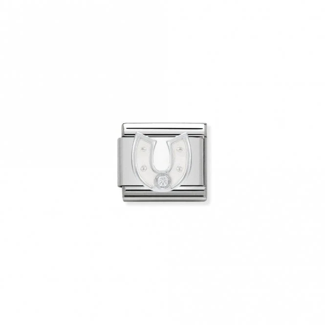 Classic Silver CZ White Horseshoe Good Luck Charms