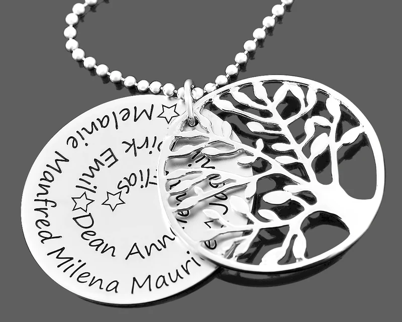 LEBENSBAUM KETTE 925 SILBER FAMILIENKETTE MIT SPRUCH HALSKETTE DAMEN GESCHENK OMA