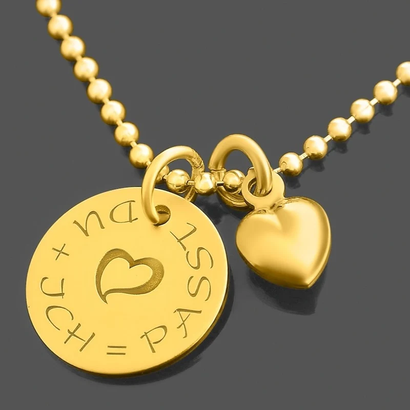 HERZ KETTE DAMEN GOLD HERZ LIEBE SCHMUCK MIT GRAVUR WUNSCHTEXT GALSKETTE