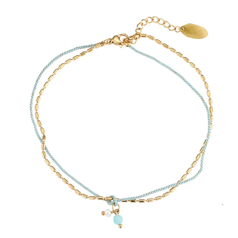 Sweet Life Turquoise Anklet 14K Vergoldet