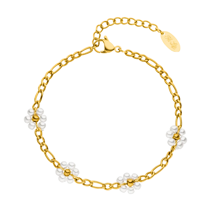 Sweet Life Pearl Flower Fußkette 14K Vergoldet