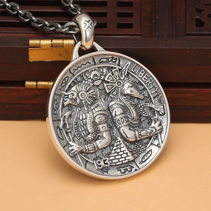 Runde Vintage-Medaille aus Sterlingsilber