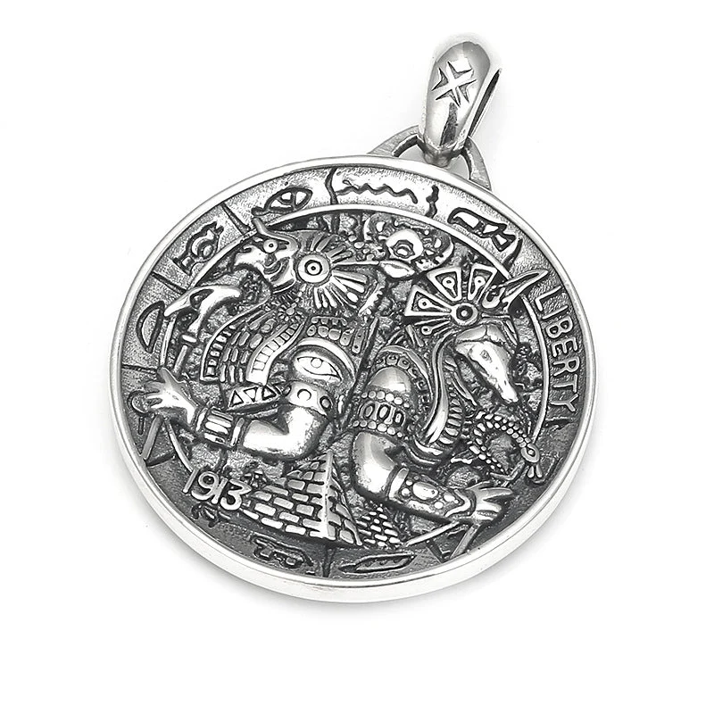 Runde Vintage-Medaille aus Sterlingsilber