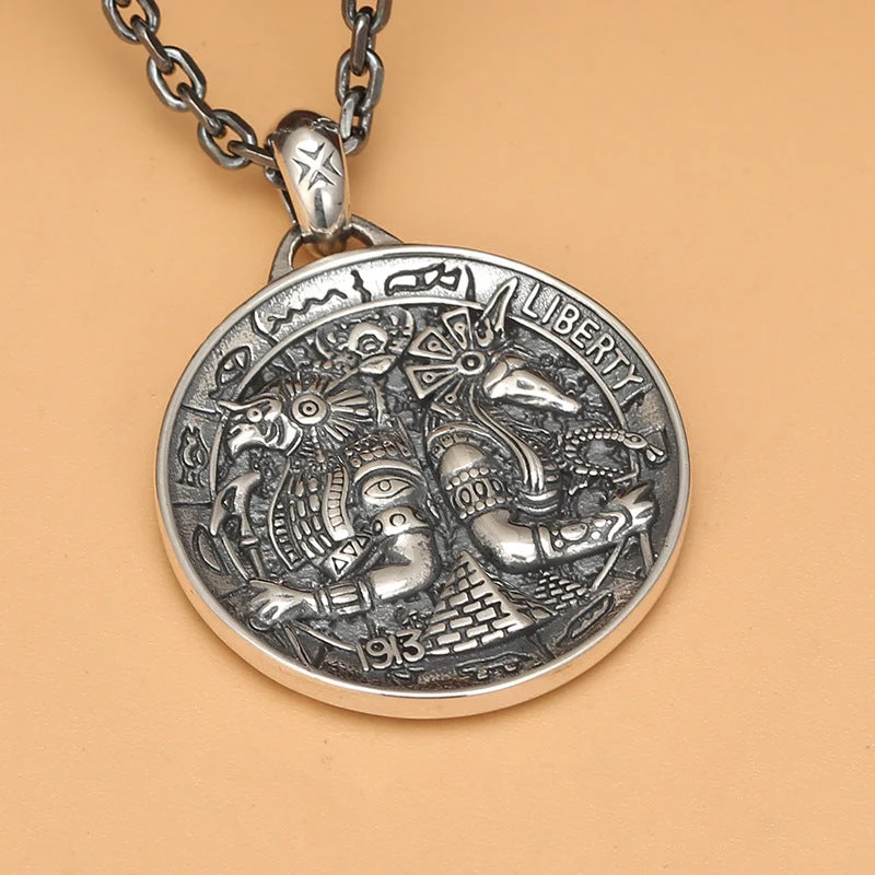 Runde Vintage-Medaille aus Sterlingsilber
