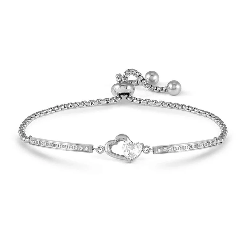 Milleluci Refined Interlinked Heart Bracelet in Silver & CZ