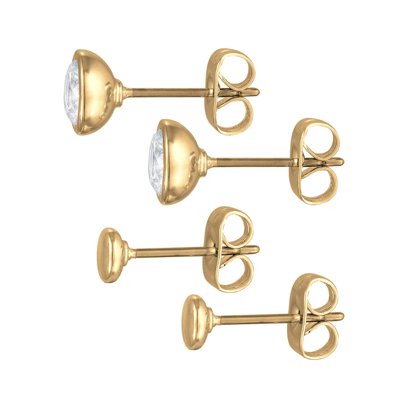 Ohrring-Set Plättchen | Kristalle (Weiß)
