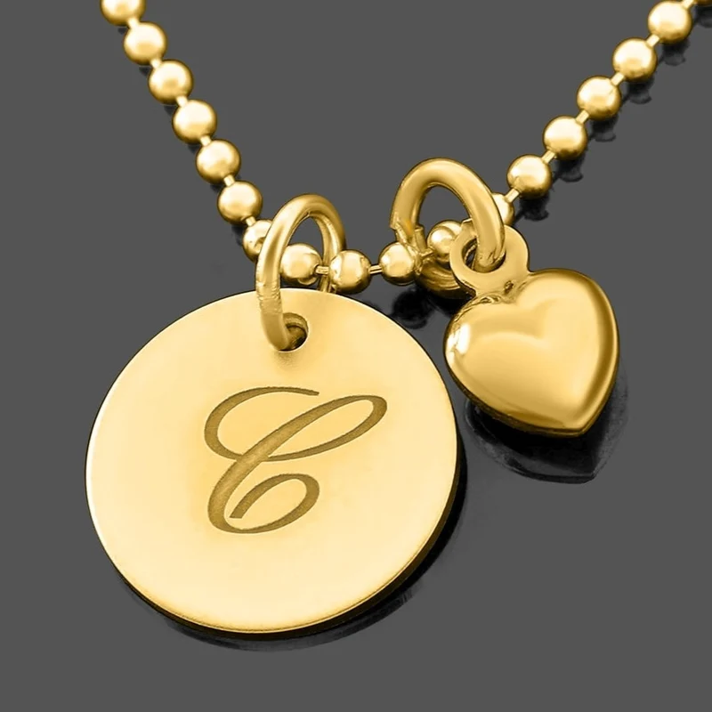 BUCHSTABEN KETTE VERGOLDET DAMENSCHMUCK GOLD SCHMUCK MIT GRAVUR HALSKETTE
