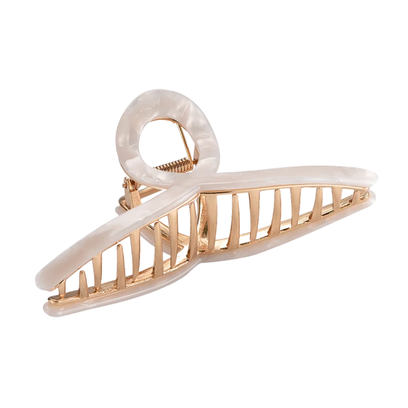 Cream Elegant Wave Acryl Haarspange