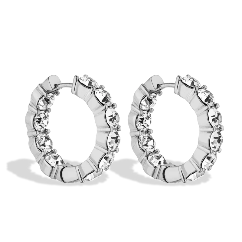 Bold Pave Huggie Hoop Ohrringe - Large