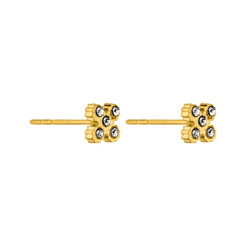 Pave Flower Ohrstecker 14K Vergoldet