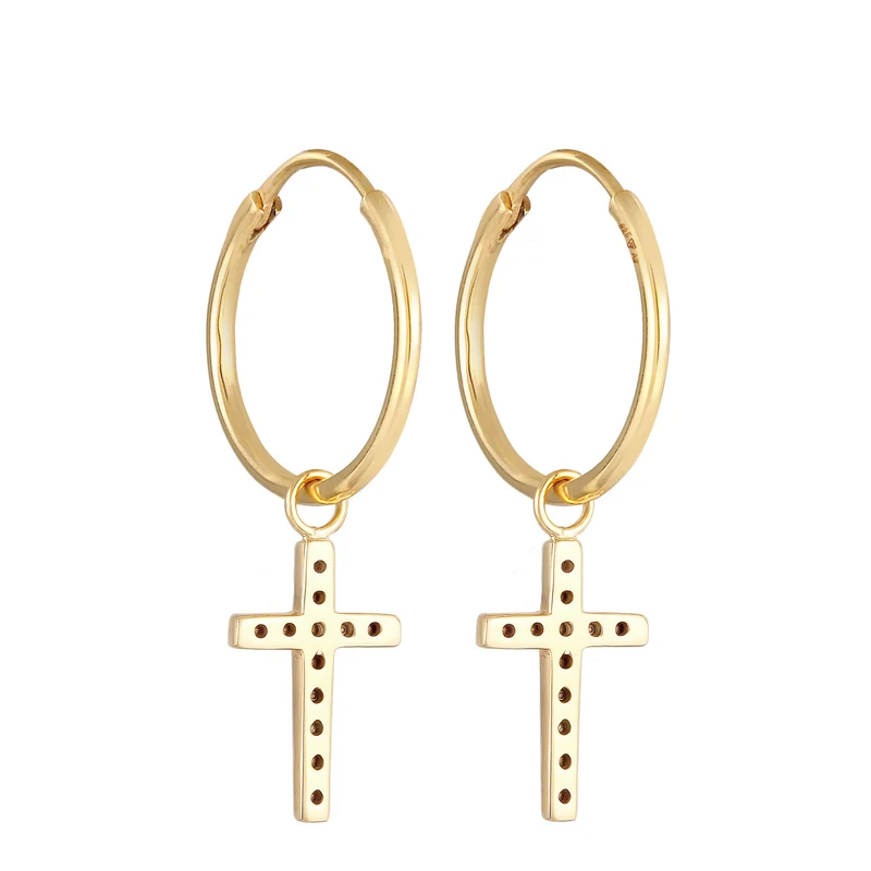Creolen Anhänger Kreuz | Mit Kristallen von Swarovski® (Weiß)