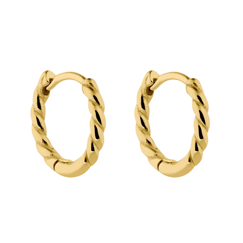 Twisted Simple Huggie Ohrringe 14K Vergoldet