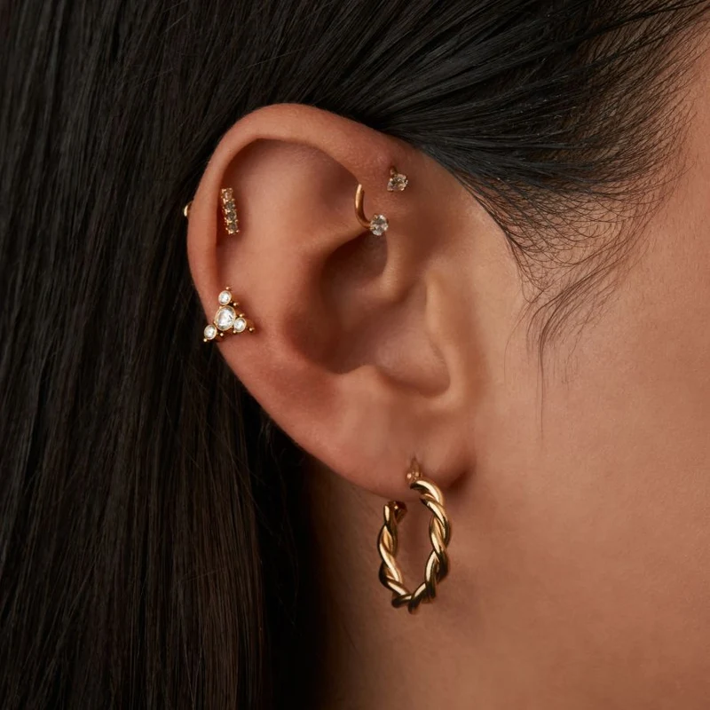 Twist Everyday Hoop Ohrringe 14K Vergoldet