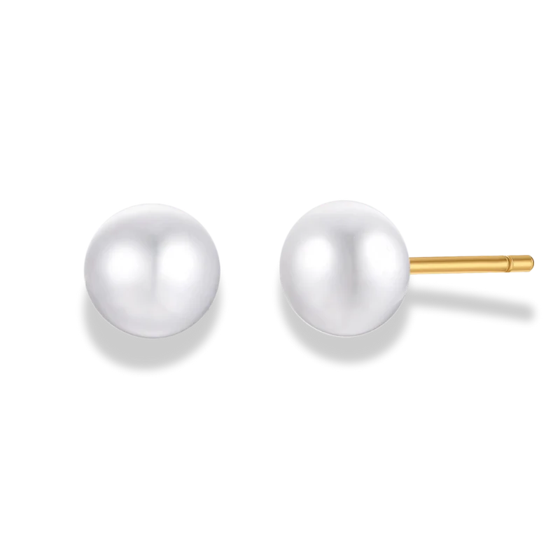 Simple Pearl Ohrstecker 14K Vergoldet