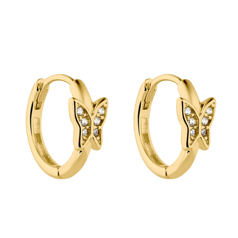 Butterfly Simple Huggie Ohrringe 18K Vergoldet