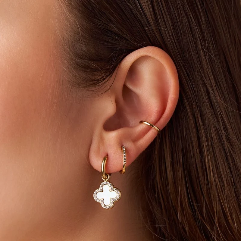 Pave Perlmutt Set 14K Vergoldet