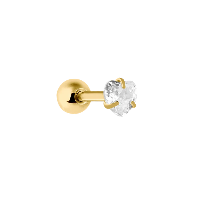 Crystal Heart Ohr Piercing Gold