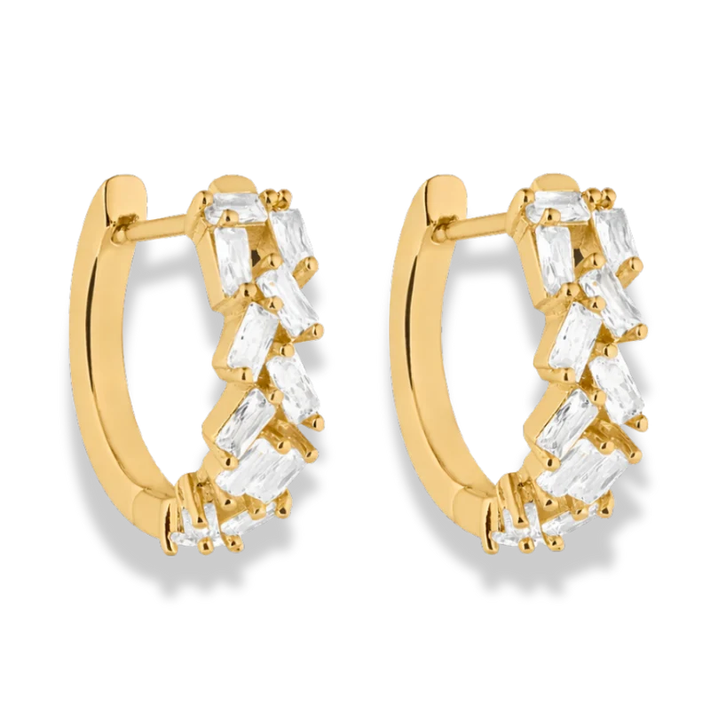 Bold Baguette Huggie Ohrringe 18K Vergoldet