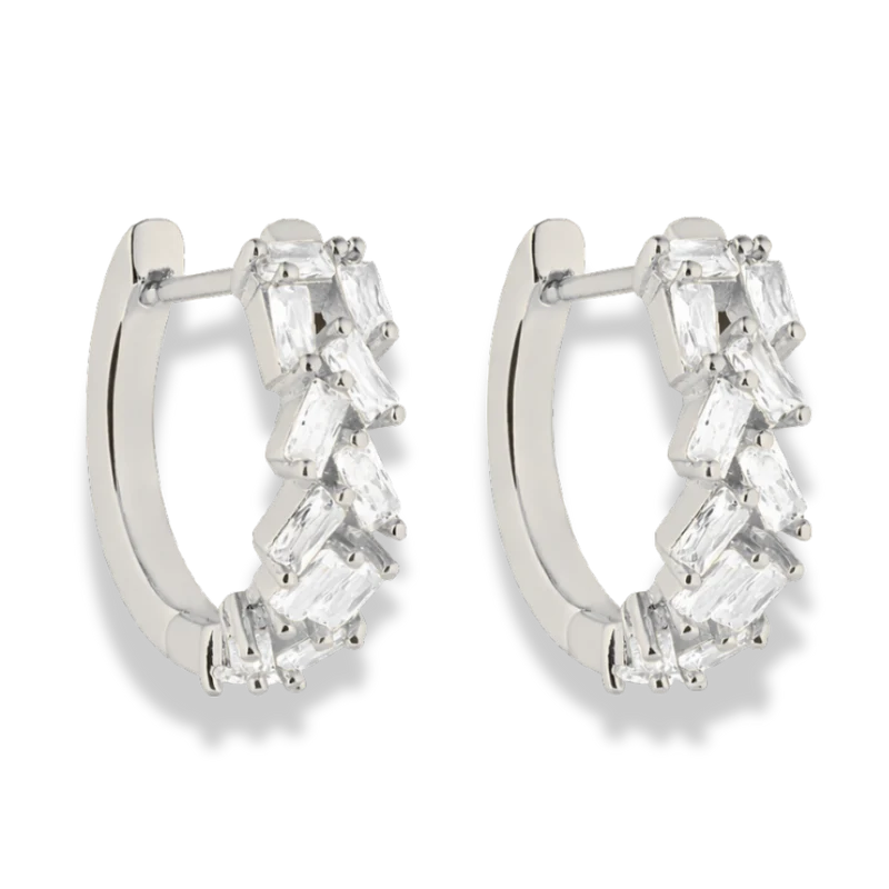 Bold Baguette Huggie Ohrringe 18K Vergoldet