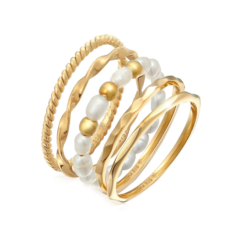Ring 5er Set | Süßwasserzuchtperlen
