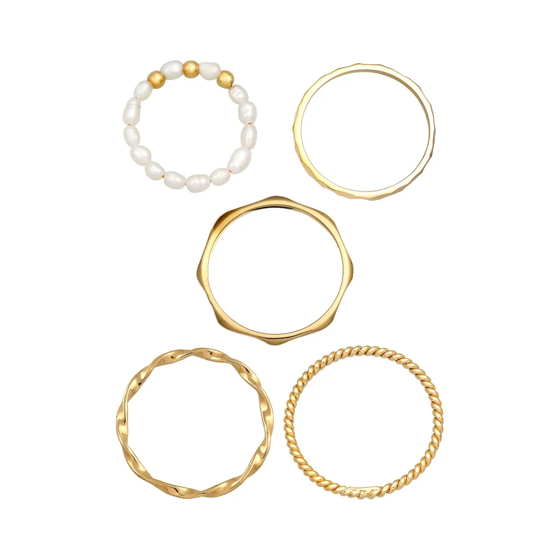 Ring 5er Set | Süßwasserzuchtperlen