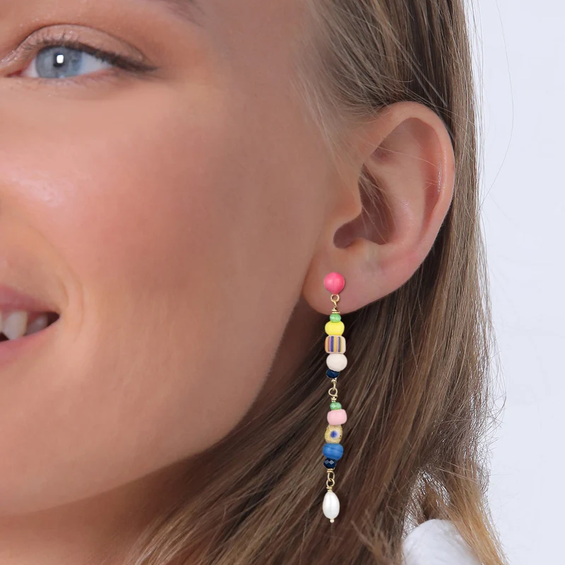 Ohrhänger Beads | Emaille, Süßwasserzuchtperle
