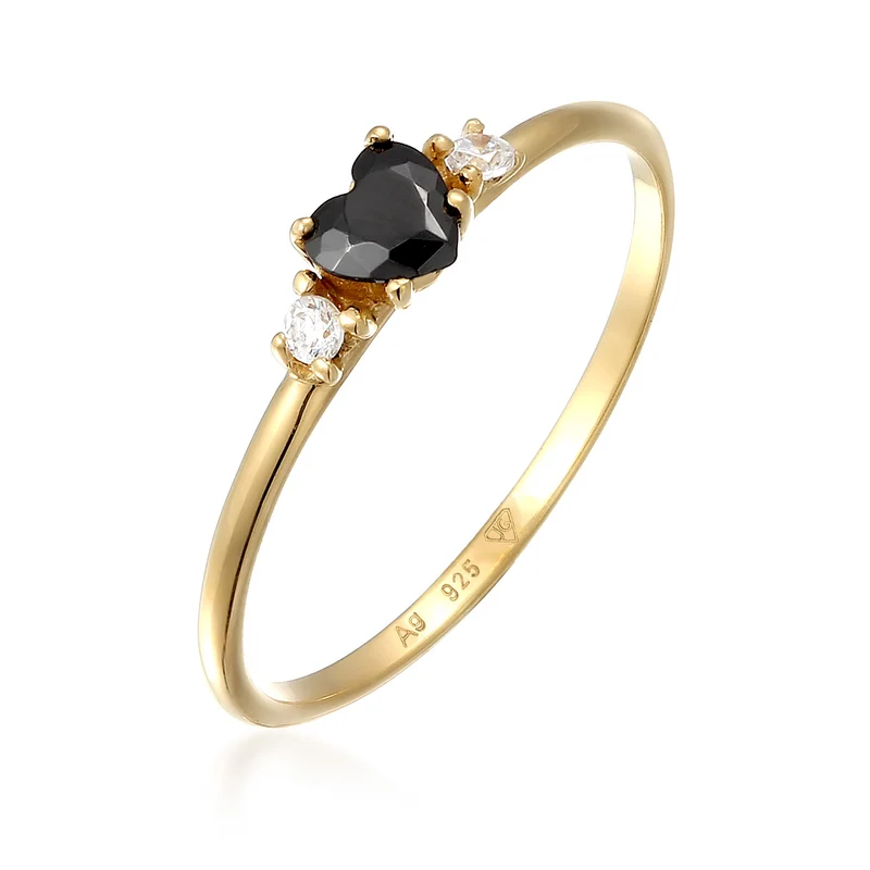 Ring Herz | Zirkonia (Schwarz)
