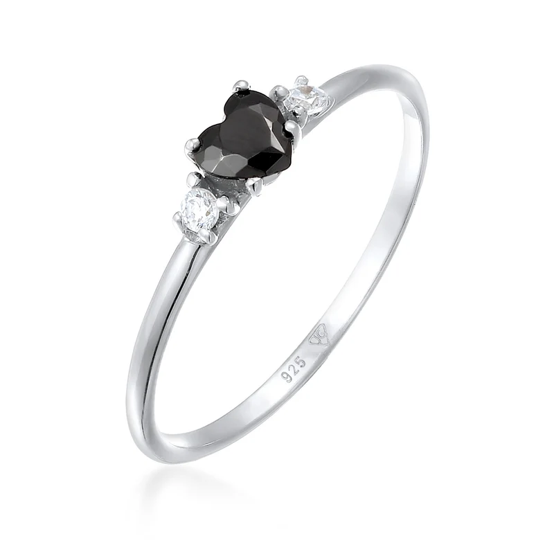 Ring Herz | Zirkonia (Schwarz)