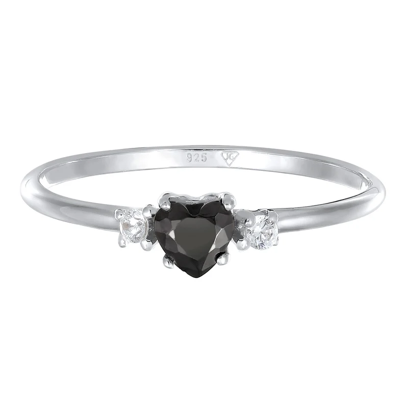 Ring Herz | Zirkonia (Schwarz)